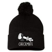 Chess Checkmate Chess Player King Pawn Graphic Pom Pom 12in Knit Beanie