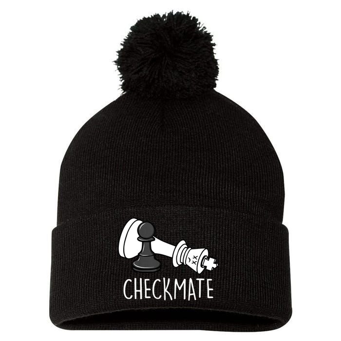 Chess Checkmate Chess Player King Pawn Graphic Pom Pom 12in Knit Beanie