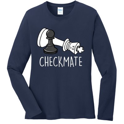 Chess Checkmate Chess Player King Pawn Graphic Ladies Long Sleeve Shirt