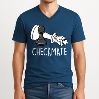 Chess Checkmate Chess Player King Pawn Graphic V-Neck T-Shirt