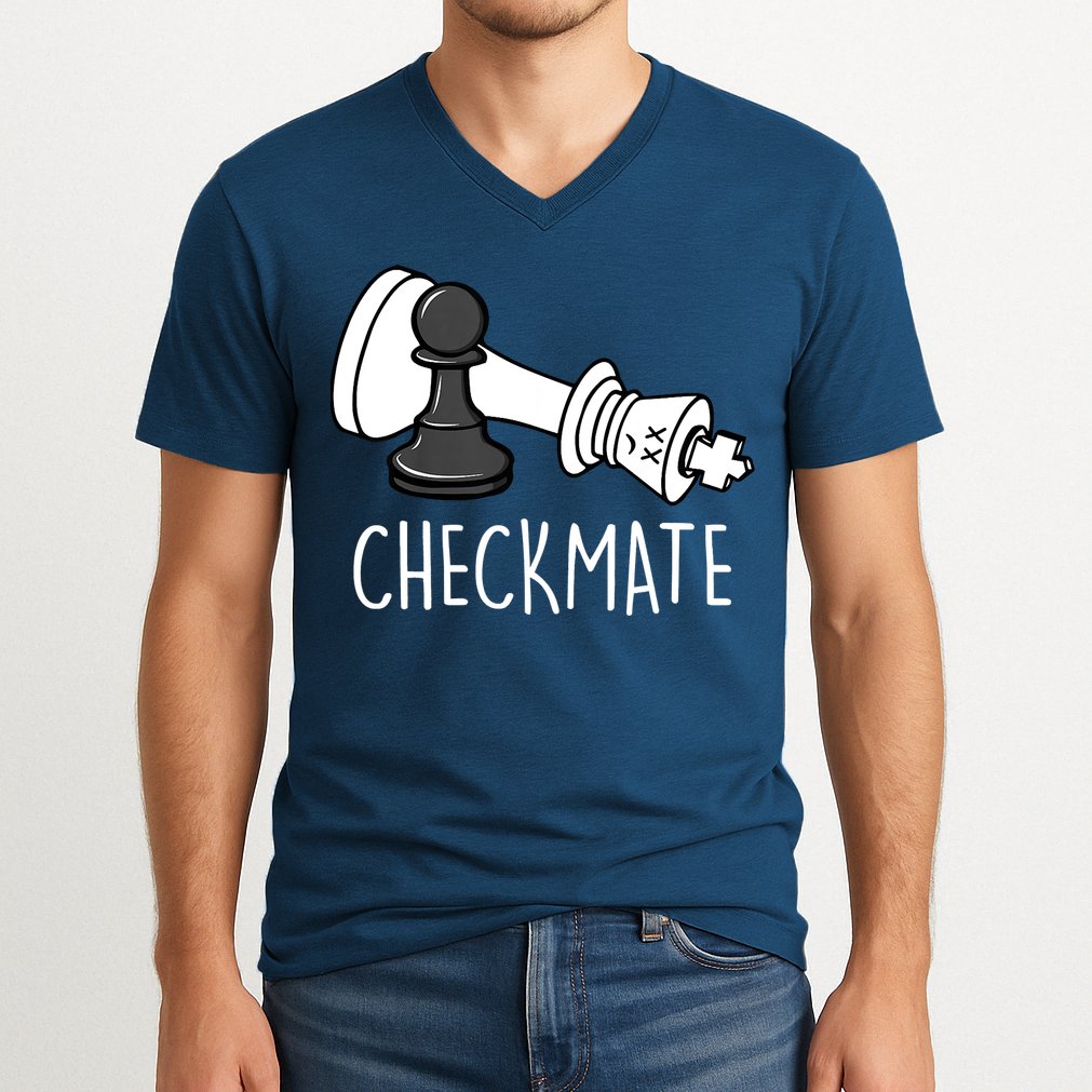 Chess Checkmate Chess Player King Pawn Graphic V-Neck T-Shirt