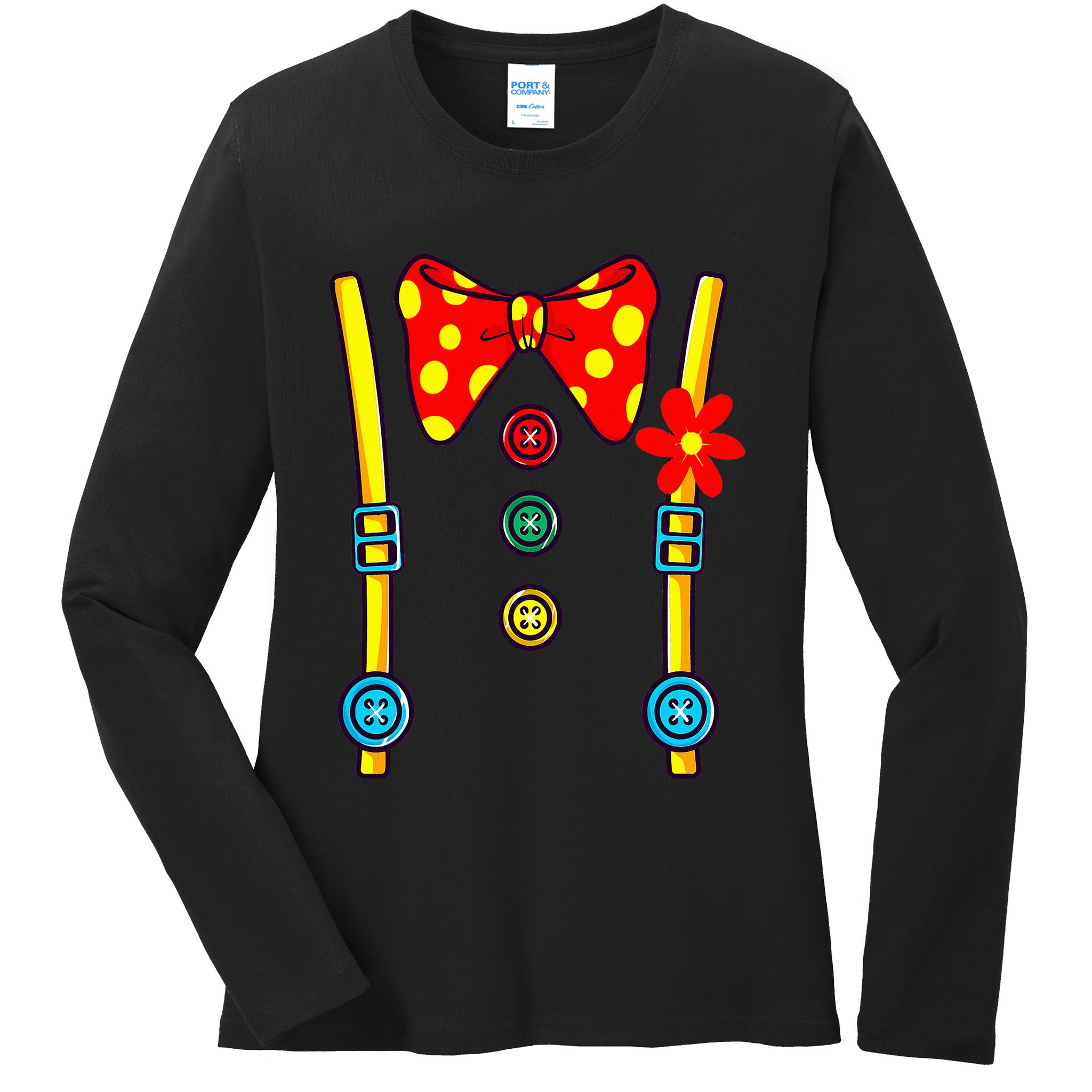 Clown Costume Circus Birthday Party Halloween Ladies Long Sleeve Shirt