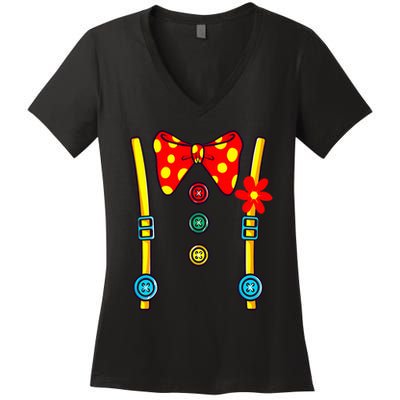 Clown Costume Circus Birthday Party Halloween Women's V-Neck T-Shirt