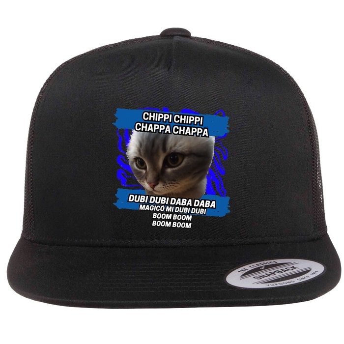 Chippi Chippi Chappa Chappa Dancing Cat Meme Flat Bill Trucker Hat