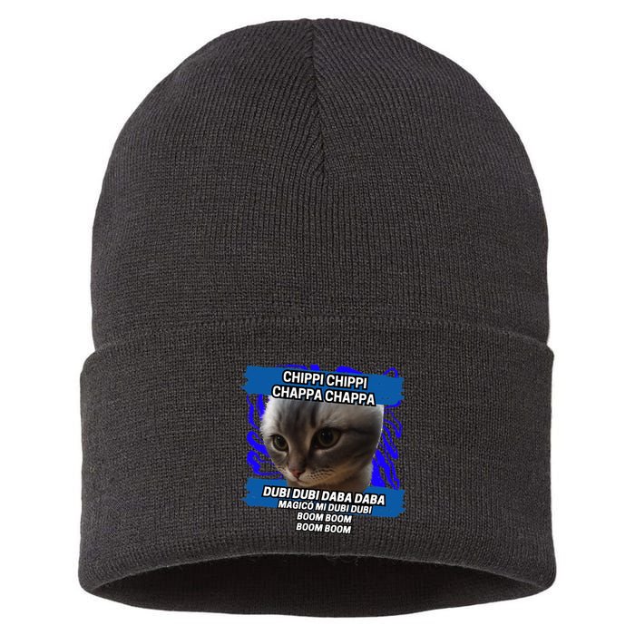 Chippi Chippi Chappa Chappa Dancing Cat Meme Sustainable Knit Beanie
