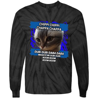 Chippi Chippi Chappa Chappa Dancing Cat Meme Tie-Dye Long Sleeve Shirt