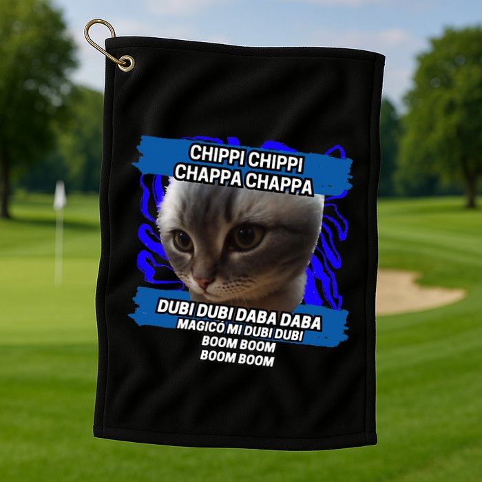Chippi Chippi Chappa Chappa Dancing Cat Meme Golf Towel