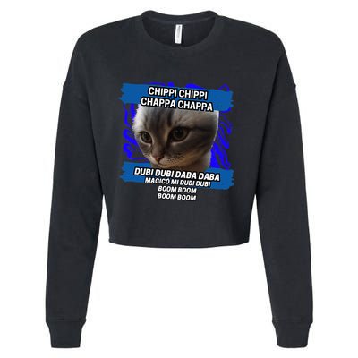 Chippi Chippi Chappa Chappa Dancing Cat Meme Cropped Pullover Crew