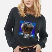 Chippi Chippi Chappa Chappa Dancing Cat Meme Cropped Pullover Crew