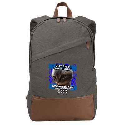 Chippi Chippi Chappa Chappa Dancing Cat Meme Cotton Canvas Backpack