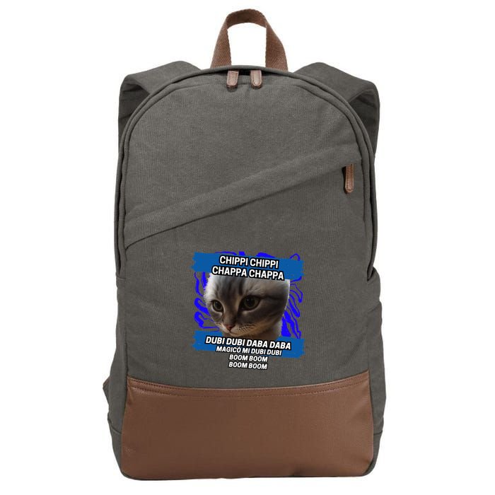 Chippi Chippi Chappa Chappa Dancing Cat Meme Cotton Canvas Backpack