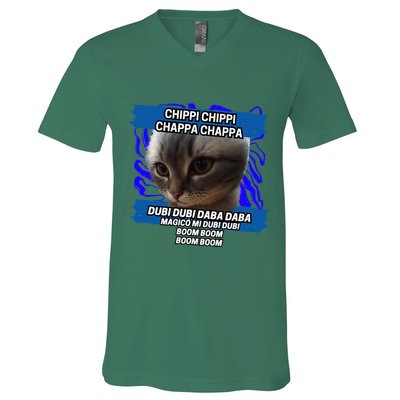 Chippi Chippi Chappa Chappa Dancing Cat Meme V-Neck T-Shirt