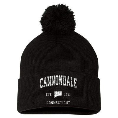 Cannondale Connecticut Ct Vintage Athletic Sports Design Pom Pom 12in Knit Beanie