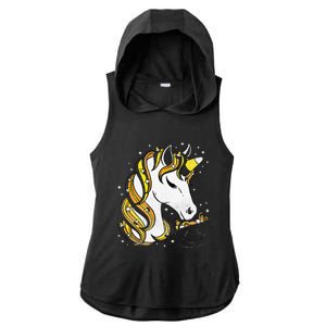 Cute Candy Corn Unicorn Halloween Top Ladies PosiCharge Tri-Blend Wicking Draft Hoodie Tank