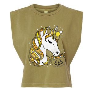 Cute Candy Corn Unicorn Halloween Top Garment-Dyed Women's Muscle Tee