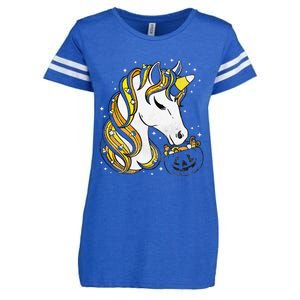 Cute Candy Corn Unicorn Halloween Top Enza Ladies Jersey Football T-Shirt