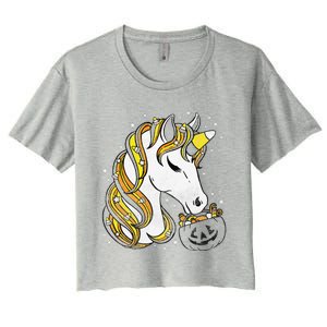 Cute Candy Corn Unicorn Halloween Top Women's Crop Top Tee