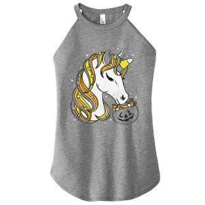 Cute Candy Corn Unicorn Halloween Top Women's Perfect Tri Rocker Tank