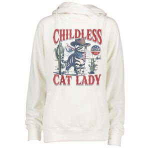 Cowboy Cat Childless Cat Lady For Kamala Election Voting Womens Funnel Neck Pullover Hood