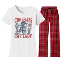 Cowboy Cat Childless Cat Lady For Kamala Election Voting Women's Flannel Pajama Set