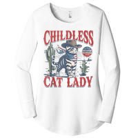 Cowboy Cat Childless Cat Lady For Kamala Election Voting Women's Perfect Tri Tunic Long Sleeve Shirt