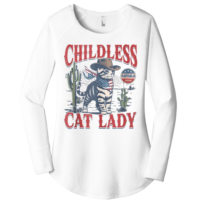 Cowboy Cat Childless Cat Lady For Kamala Election Voting Women's Perfect Tri Tunic Long Sleeve Shirt