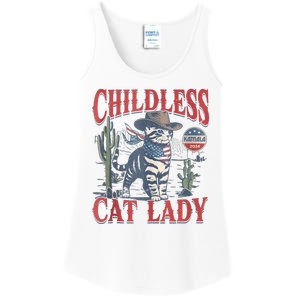 Cowboy Cat Childless Cat Lady For Kamala Election Voting Ladies Essential Tank