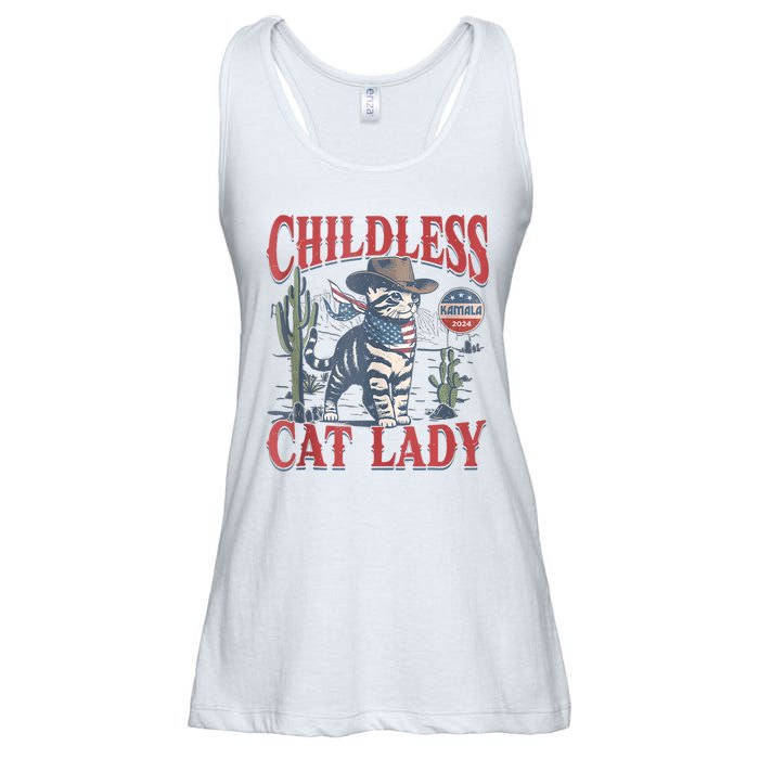 Cowboy Cat Childless Cat Lady For Kamala Election Voting Ladies Essential Flowy Tank