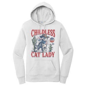 Cowboy Cat Childless Cat Lady For Kamala Election Voting Women's Pullover Hoodie