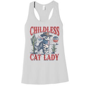 Cowboy Cat Childless Cat Lady For Kamala Election Voting Women's Racerback Tank