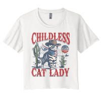 Cowboy Cat Childless Cat Lady For Kamala Election Voting Women's Crop Top Tee