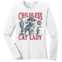 Cowboy Cat Childless Cat Lady For Kamala Election Voting Ladies Long Sleeve Shirt