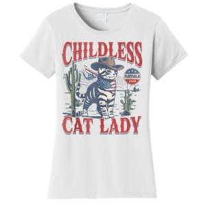 Cowboy Cat Childless Cat Lady For Kamala Election Voting Women's T-Shirt