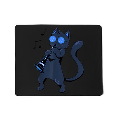 Clarinet Cool Cat Hippy Hipster Kitty Playing Music Mousepad