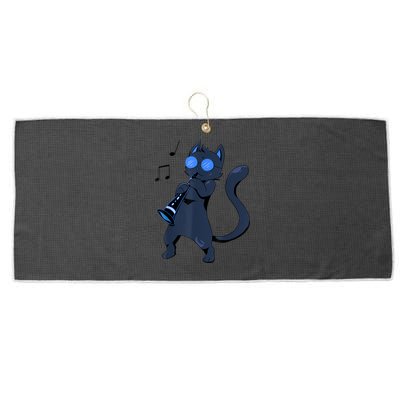 Clarinet Cool Cat Hippy Hipster Kitty Playing Music Large Microfiber Waffle Golf Towel