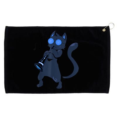 Clarinet Cool Cat Hippy Hipster Kitty Playing Music Grommeted Golf Towel