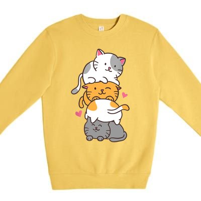 Cat Cats Cute Kitty Pile Anime Kawaii Neko Gift TShirt Premium Crewneck Sweatshirt