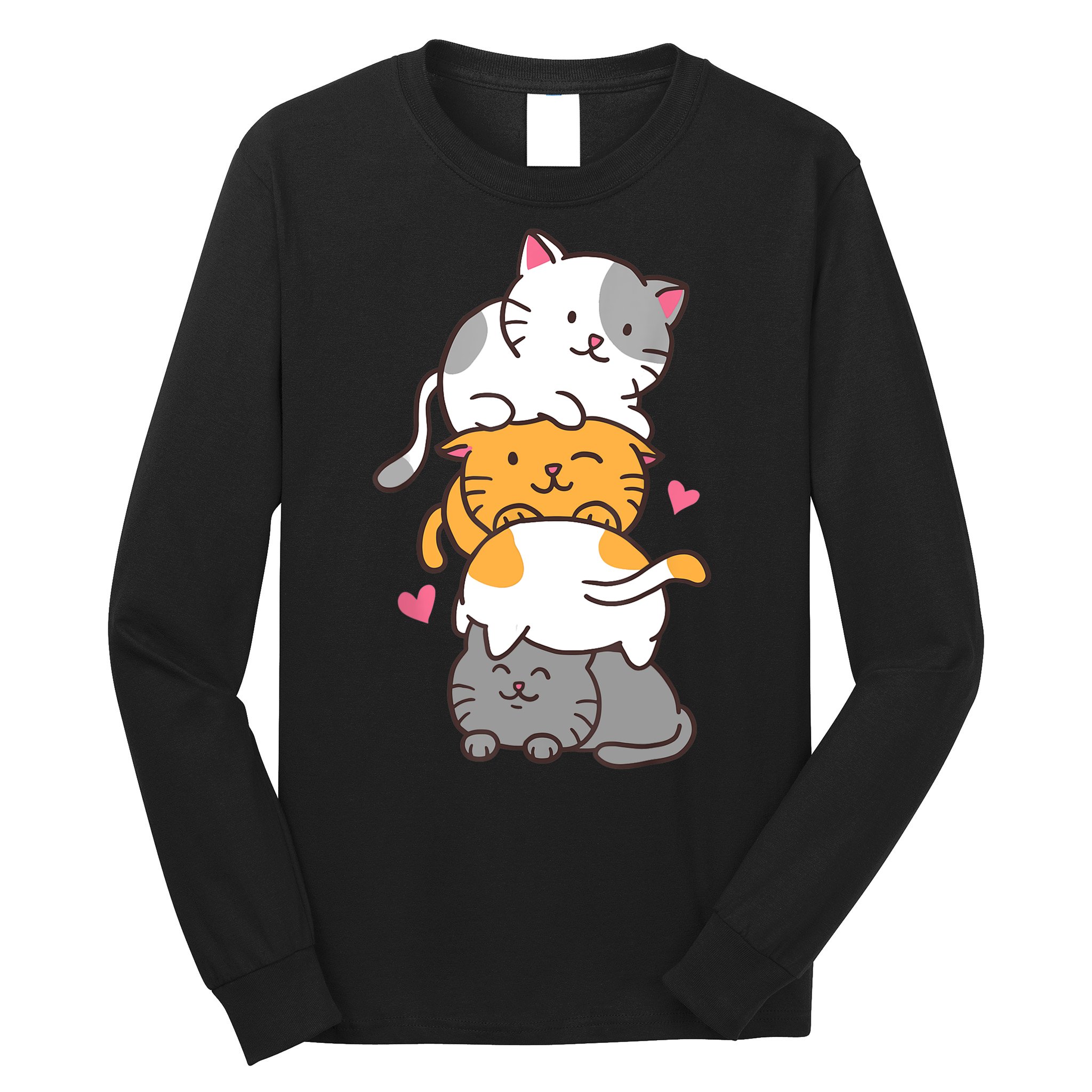 Cat Cats Cute Kitty Pile Anime Kawaii Neko Gift TShirt Long Sleeve Shirt