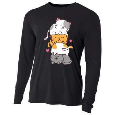 Cat Cats Cute Kitty Pile Anime Kawaii Neko Gift TShirt Cooling Performance Long Sleeve Crew