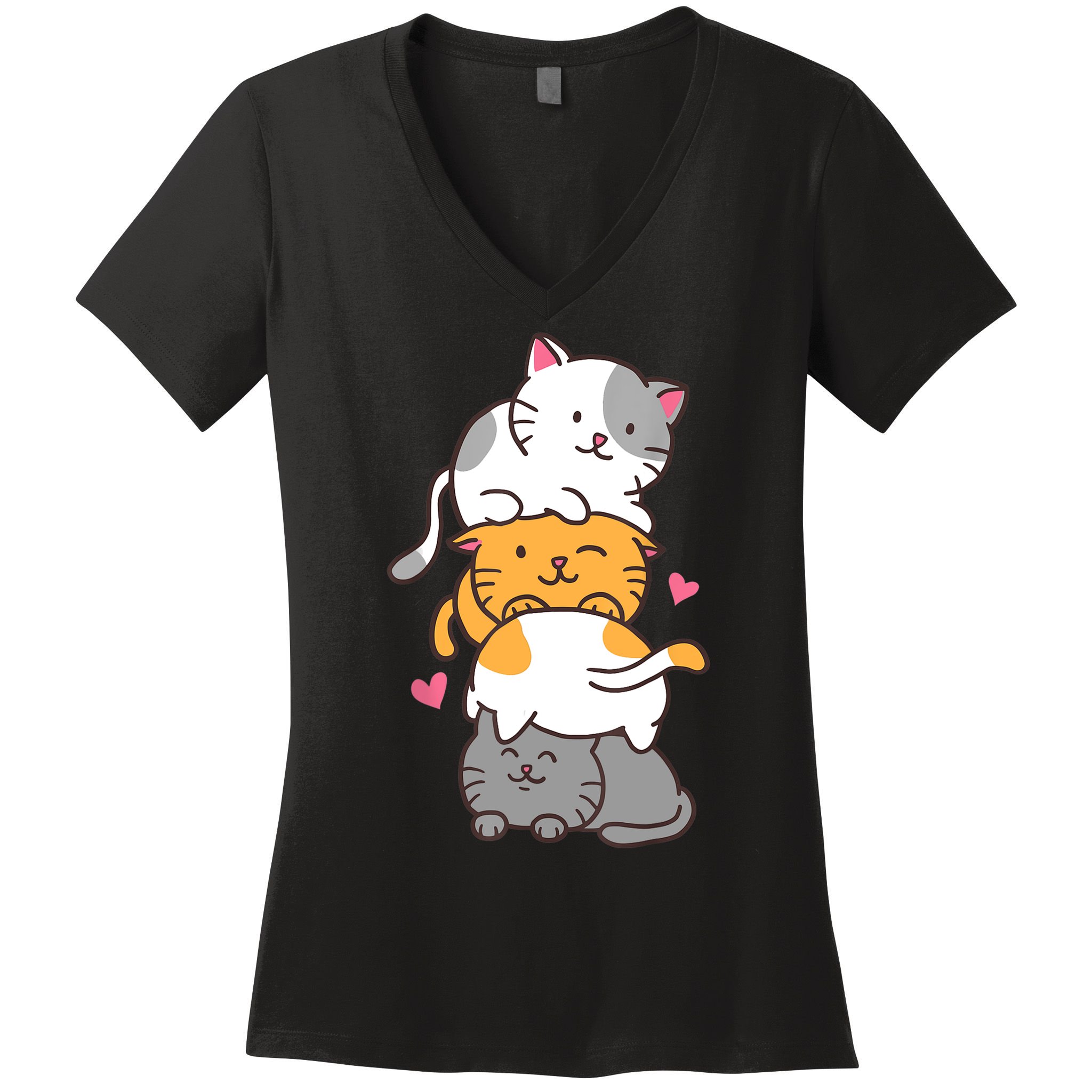 Cat Cats Cute Kitty Pile Anime Kawaii Neko Gift TShirt Women's V-Neck T-Shirt