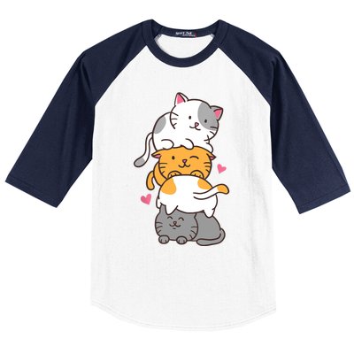 Cat Cats Cute Kitty Pile Anime Kawaii Neko Gift TShirt Baseball Sleeve Shirt