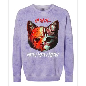 Ch Ch Ch Meow Meow Meow Scary Halloween Cat Funny Colorblast Crewneck Sweatshirt