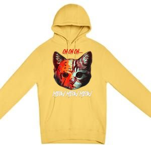 Ch Ch Ch Meow Meow Meow Scary Halloween Cat Funny Premium Pullover Hoodie