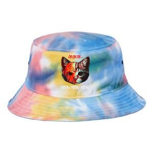 Ch Ch Ch Meow Meow Meow Scary Halloween Cat Funny Tie Dye Newport Bucket Hat