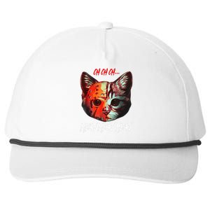 Ch Ch Ch Meow Meow Meow Scary Halloween Cat Funny Snapback Five-Panel Rope Hat