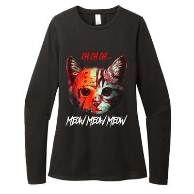 Ch Ch Ch Meow Meow Meow Scary Halloween Cat Funny Womens CVC Long Sleeve Shirt