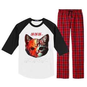 Ch Ch Ch Meow Meow Meow Scary Halloween Cat Funny Raglan Sleeve Pajama Set