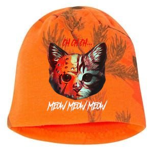 Ch Ch Ch Meow Meow Meow Scary Halloween Cat Funny Kati - Camo Knit Beanie