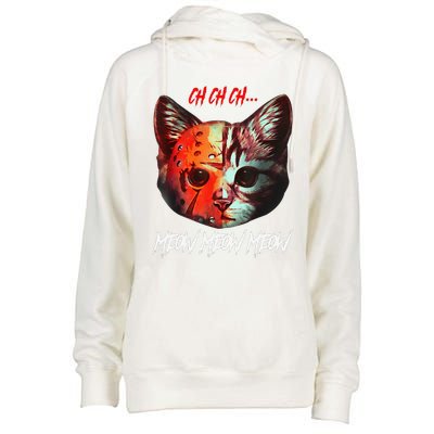 Ch Ch Ch Meow Meow Meow Scary Halloween Cat Funny Womens Funnel Neck Pullover Hood