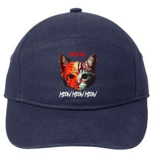 Ch Ch Ch Meow Meow Meow Scary Halloween Cat Funny 7-Panel Snapback Hat